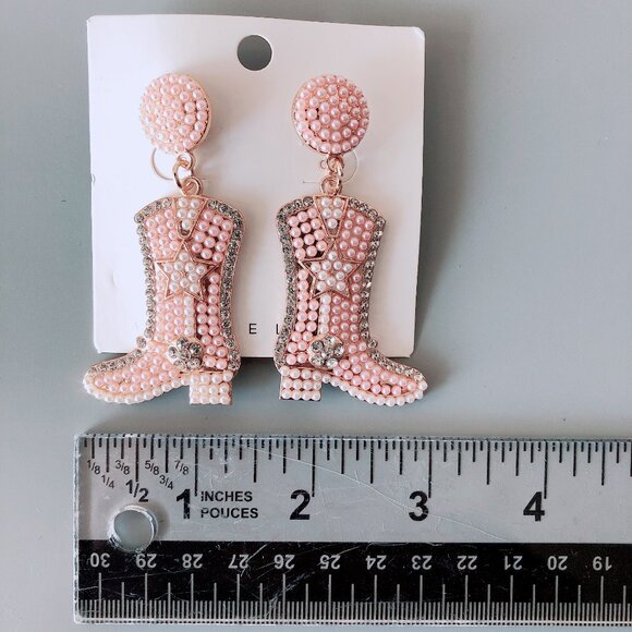 Pink Cowboy Boot Statement Earrings - Picture 5 of 6